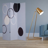 72" Black And White Canvas Folding Three Panel Screen Room Divider