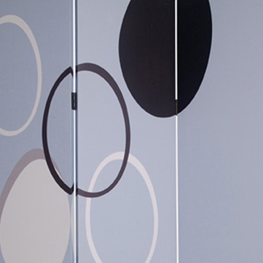 72" Black And White Canvas Folding Three Panel Screen Room Divider