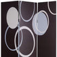72" Black And White Canvas Folding Three Panel Screen Room Divider