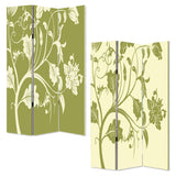 72" Green Canvas Folding Three Panel Screen Room Divider