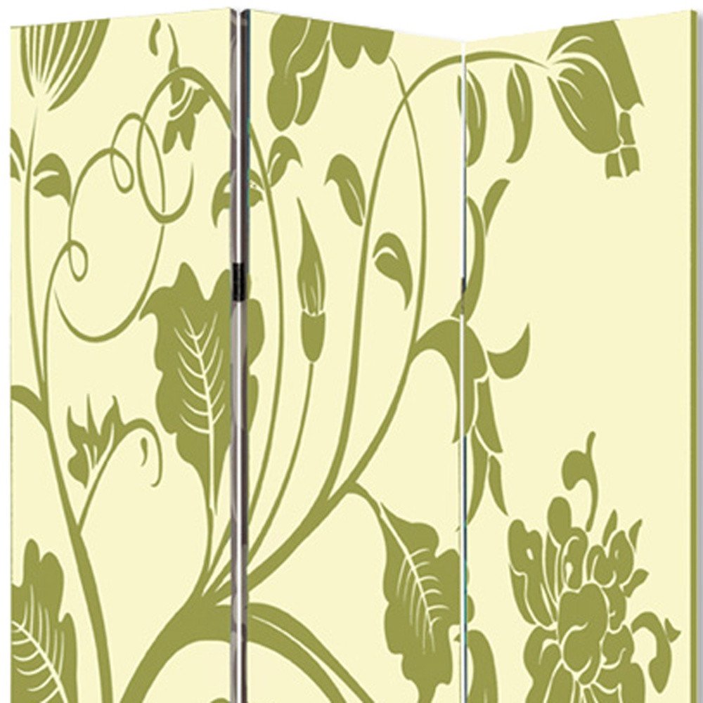 72" Green Canvas Folding Three Panel Screen Room Divider