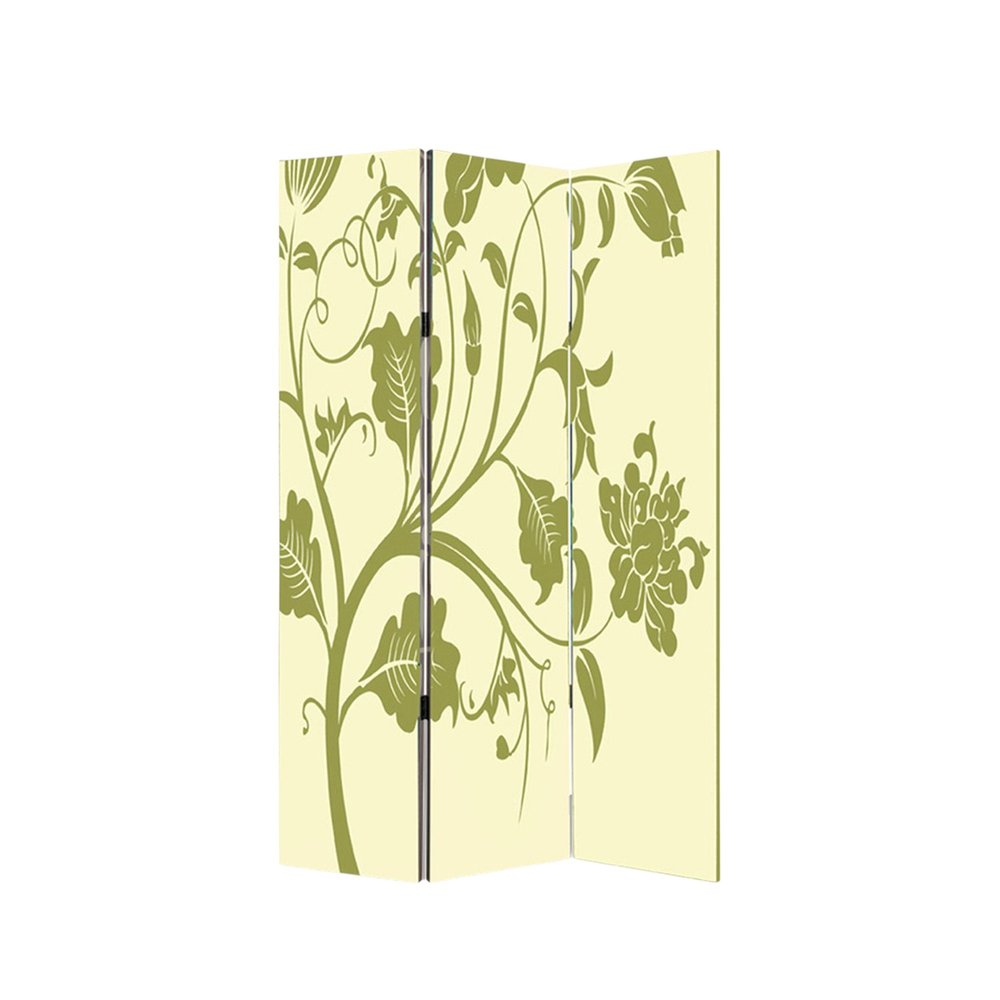72" Green Canvas Folding Three Panel Screen Room Divider