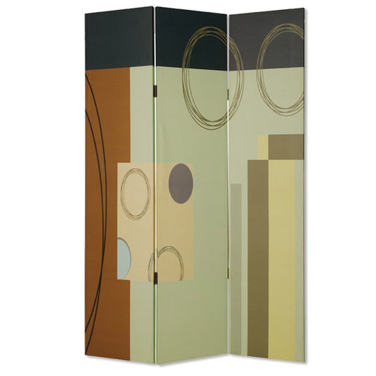 72" Green Canvas Folding Three Panel Screen Room Divider