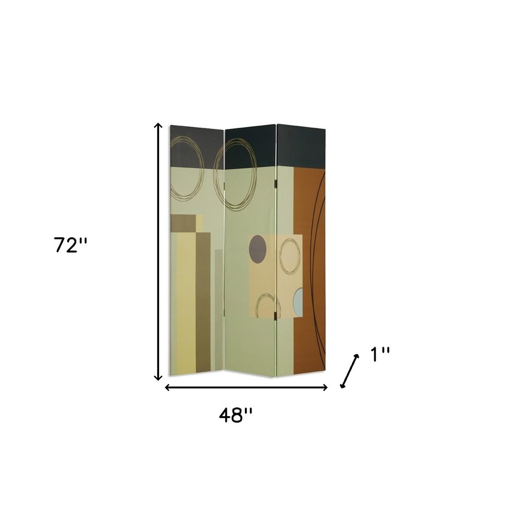 48" X 72" Multi Color Wood Canvas 3 Panel Screen