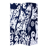 72" Black And White Canvas Folding Three Panel Screen Room Divider