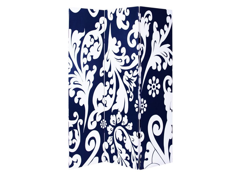 48" X 72" Multi Color Wood Canvas  3 Panel Screen