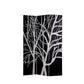 72" Black And White Canvas Folding Three Panel Screen Room Divider