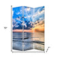 72" Blue Canvas Folding Three Panel Screen Room Divider