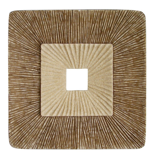 19" X 19" Brown Geometric Sandstone Square Hanging Wall Decor