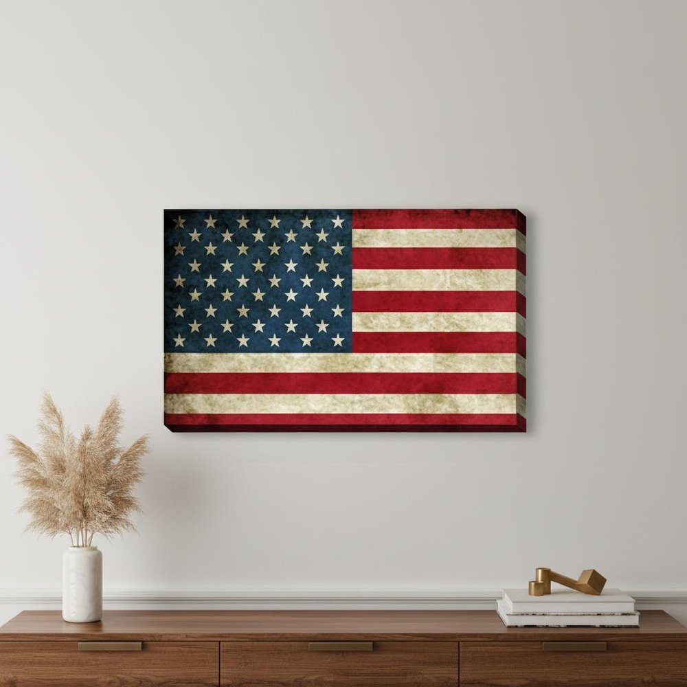 USA Flag Canvas Print Wall Art 2 Piece Set Wall Art