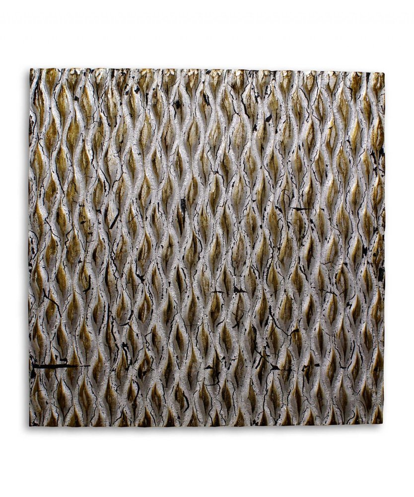 1 x 24 x 24 Gold Metallic Ridge - Wall Art Wood Wall Art