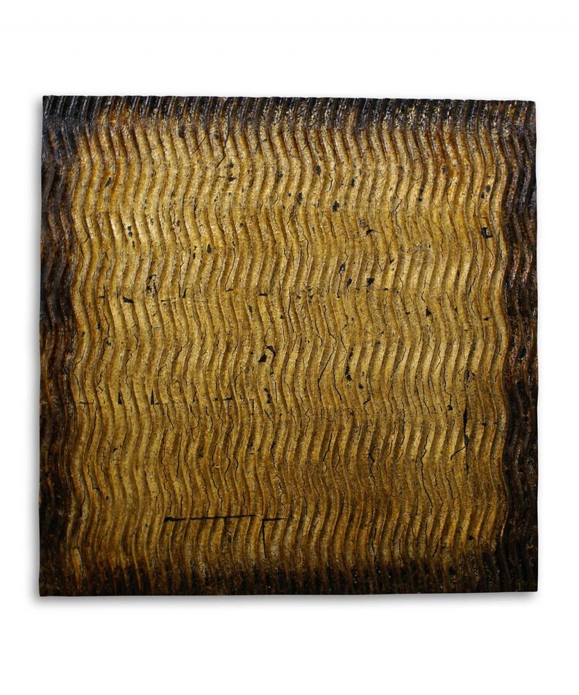 1 x 24 x 24 Gold Metallic Ridge - Wall Art Wood Wall Art