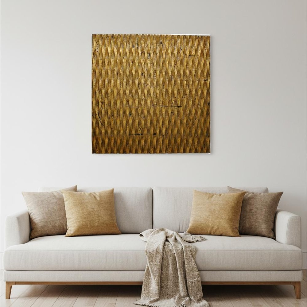 36" X 36" Bronze Square Abstract Hanging Dimensional Sculpture