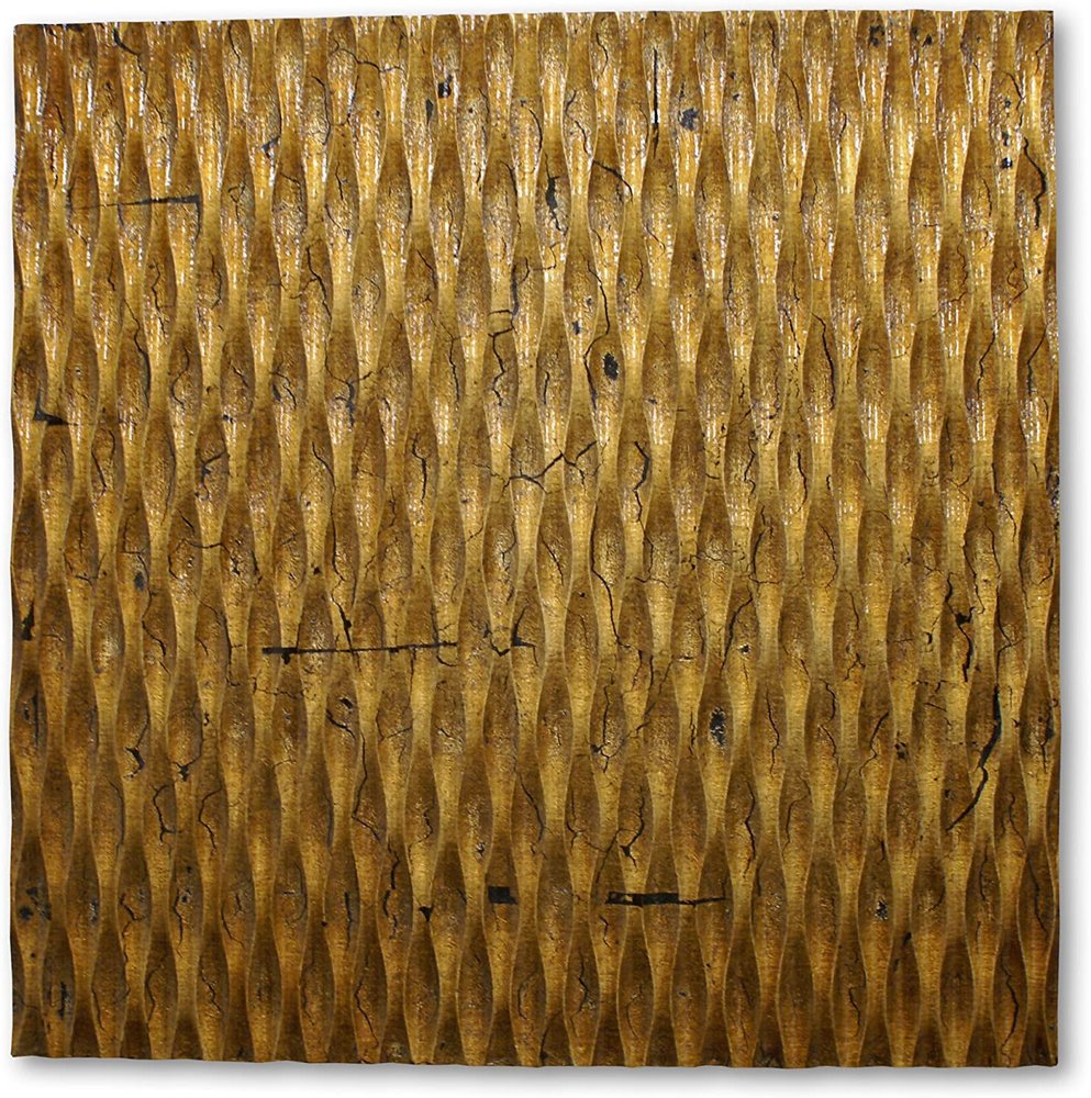 36" X 36" X 1" Raw Wood Look Silver Finish Square Wall Art