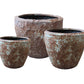 Set of Three 21" Brown Stone Indoor Outdoor Round Pot Planter