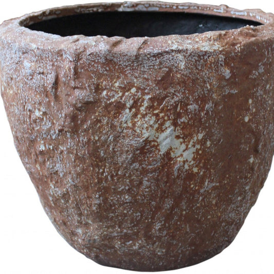 Set of Three 21" Brown Stone Indoor Outdoor Round Pot Planter