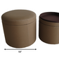 1" Tan Faux Leather Round Storage