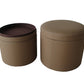 1" Tan Faux Leather Round Storage