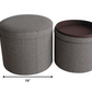 1" Gray Faux Leather Round Storage