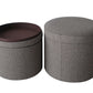 1" Gray Faux Leather Round Storage
