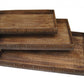 Set of Three Brown Wood Nesting Serving Trays