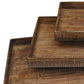 Set of Three Brown Wood Nesting Serving Trays