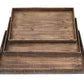 Set of Three Brown Wood Nesting Serving Trays