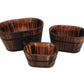Set of Three Brown Solid Wood Rectangular Pot Planter