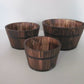 Set of Three Brown Solid Wood Round Pot Planter