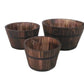 Set of Three Brown Solid Wood Round Pot Planter
