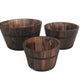 Set of Three Brown Solid Wood Round Pot Planter