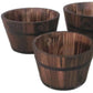 Set of Three Brown Solid Wood Round Pot Planter