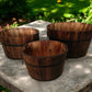 Set of Three Natural Wood Indoor Outdoor Round Pot Planters