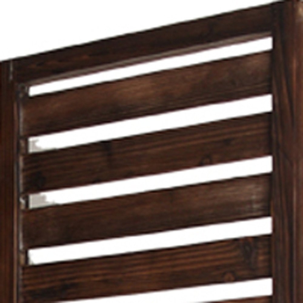 72" Brown Wood Folding Three Panel Screen Room Divider