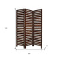 72" Brown Wood Folding Three Panel Screen Room Divider