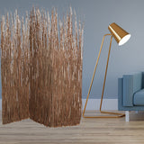 84" Brown Wood Folding Three Panel Screen Room Divider