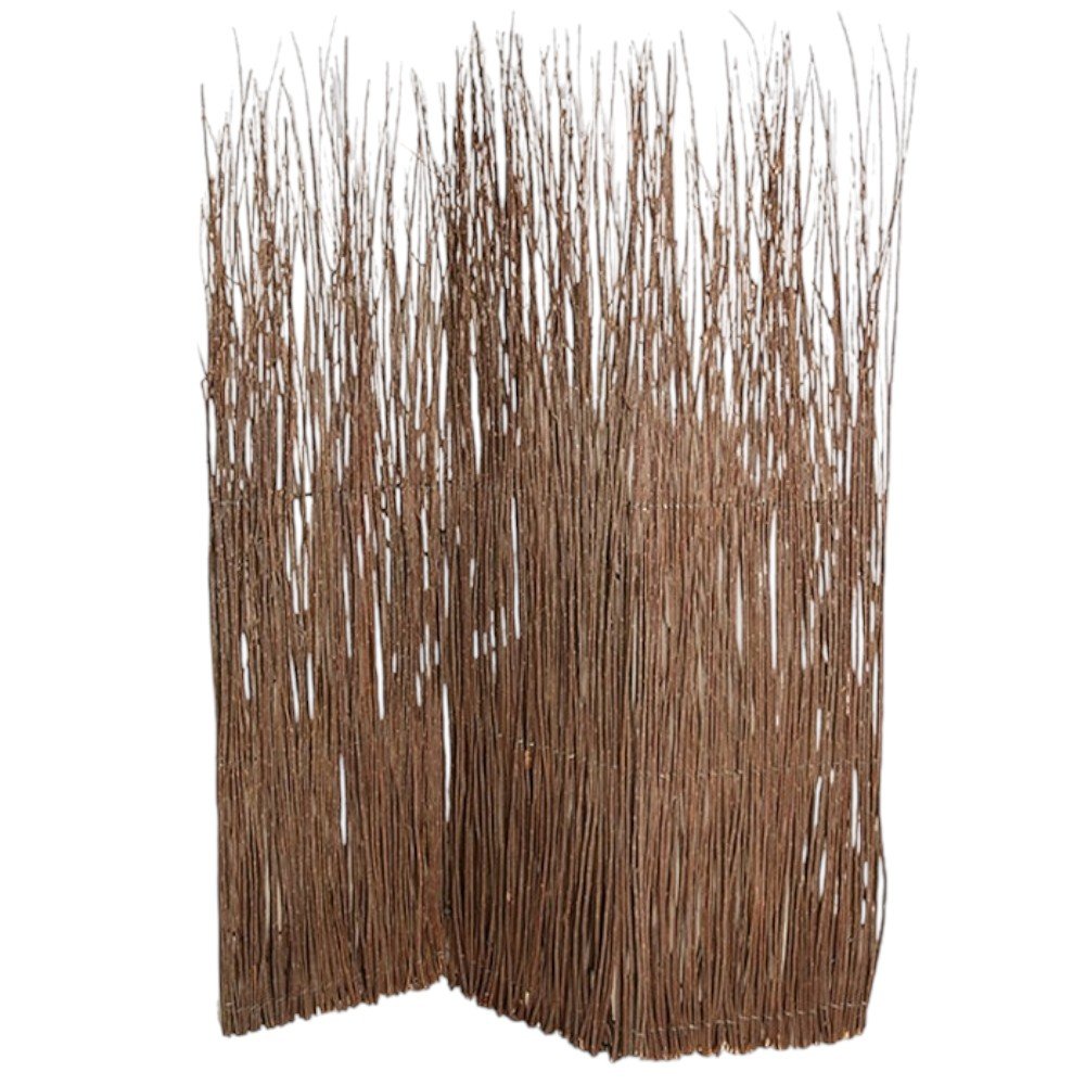 84" Brown Wood Folding Three Panel Screen Room Divider