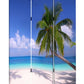 72" Blue And Green Canvas Folding Three Panel Screen Room Divider