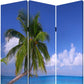 72" Blue And Green Canvas Folding Three Panel Screen Room Divider