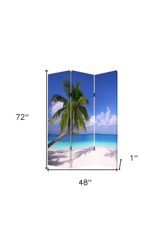 48 X 72 Multi Color Wood Canvas Paradise  Screen