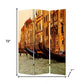 72" Brown Canvas Folding Three Panel Screen Room Divider