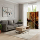 72" Brown Canvas Folding Three Panel Screen Room Divider