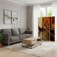 72" Brown Canvas Folding Three Panel Screen Room Divider