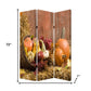 72" Brown Canvas Folding Three Panel Screen Room Divider