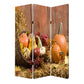72" Brown Canvas Folding Three Panel Screen Room Divider