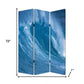 72" Blue And White Canvas Folding Three Panel Screen Room Divider