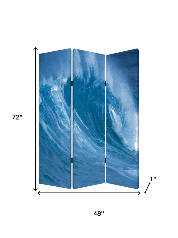 48 X 72 Multi Color Wood Canvas Wave  Screen