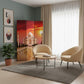 72" Brown Canvas Folding Three Panel Screen Room Divider