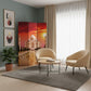 72" Brown Canvas Folding Three Panel Screen Room Divider