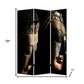 72" Black Canvas Folding Three Panel Screen Room Divider